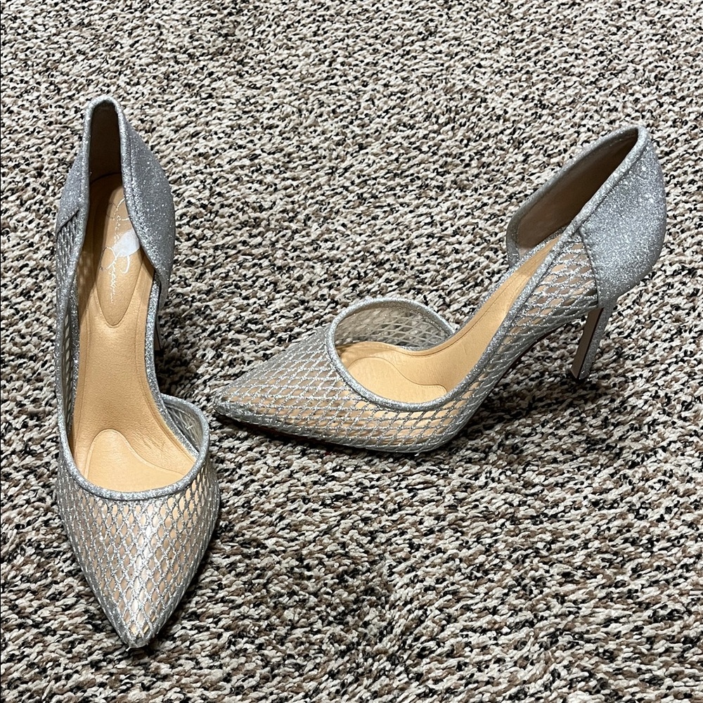 Jessica Simpson Shimmering Silver Heels